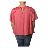 Twinset - Trapeze Fit Blouse Short Sleeves with Gala - Pink - Shirt - Made in Italy - Luxury Exclusive Collection