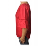 Twinset - Crew-neck Shirt with Short Sleeves and Frill - Red - Shirt - Made in Italy - Luxury Exclusive Collection