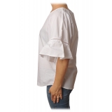 Twinset - Crew-neck Shirt with Short Sleeves and Frill - White - Shirt - Made in Italy - Luxury Exclusive Collection
