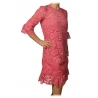 Twinset - Crewneck Dress Trapeze Fit in Lace - Pink - Dress - Made in Italy - Luxury Exclusive Collection