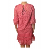 Twinset - Crewneck Dress Trapeze Fit in Lace - Pink - Dress - Made in Italy - Luxury Exclusive Collection