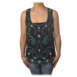 Twinset - Tank Top with Colored Openwork Embroidery - Black - Top - Made in Italy - Luxury Exclusive Collection