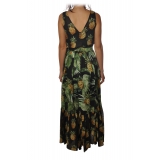 Twinset - Long Dress Sleeveless in Pineapple Print - Black - Dress - Made in Italy - Luxury Exclusive Collection