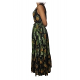 Twinset - Long Dress Sleeveless in Pineapple Print - Black - Dress - Made in Italy - Luxury Exclusive Collection