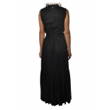 Twinset - Long Dress with Embroidered Bib - Black - Dress - Made in Italy - Luxury Exclusive Collection