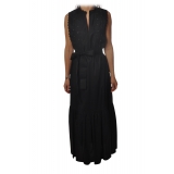 Twinset - Long Dress with Embroidered Bib - Black - Dress - Made in Italy - Luxury Exclusive Collection