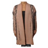 Twinset - Maxi Cardigan in Python Print - Pink - Knitwear - Made in Italy - Luxury Exclusive Collection