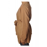 Twinset - Long Cardigan with Belt - Camel - Knitwear - Made in Italy - Luxury Exclusive Collection