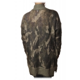 Twinset - Maxi Cardigan Stampa Camouflage - Verde Militare - Maglieria - Made in Italy - Luxury Exclusive Collection