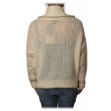Twinset - Sweater with Soft High Neck Oversized - Cream - Knitwear - Made in Italy - Luxury Exclusive Collection