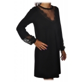 Twinset - Dress Trapeze Fit with Lace Detail - Black - Dress - Made in Italy - Luxury Exclusive Collection