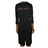 Twinset - Sheath Technical Dress with Lace Detail - Black - Dress - Made in Italy - Luxury Exclusive Collection