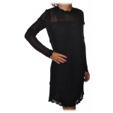 Twinset - Crew-neck Dress in Perforated Processing - Black - Dress - Made in Italy - Luxury Exclusive Collection