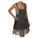 Twinset - Striped Flounced Dress with Thin Straps - Black/White - Dress - Made in Italy - Luxury Exclusive Collection