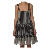 Twinset - Striped Flounced Dress with Thin Straps - Black/White - Dress - Made in Italy - Luxury Exclusive Collection