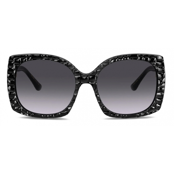 Dolce & Gabbana - Occhiale da Sole Print Family - Nero Effetto Coccodrillo - Dolce & Gabbana Eyewear