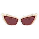 Dolce & Gabbana - Filigree & Pearls Sunglasses - Burgundy - Dolce & Gabbana Eyewear