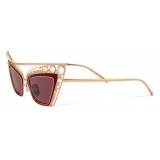 Dolce & Gabbana - Filigree & Pearls Sunglasses - Burgundy - Dolce & Gabbana Eyewear