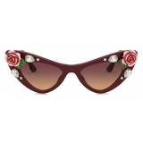Dolce & Gabbana - Blooming Sunglasses - Burgundy - Dolce & Gabbana Eyewear