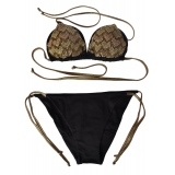Twinset - Triangolo Mare Imbottito Paillettes - Nero Oro - Bikini - Made in Italy - Luxury Exclusive Collection