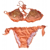 Twinset - Triangolo Mare Imbottito Paillettes - Arancione - Bikini - Made in Italy - Luxury Exclusive Collection