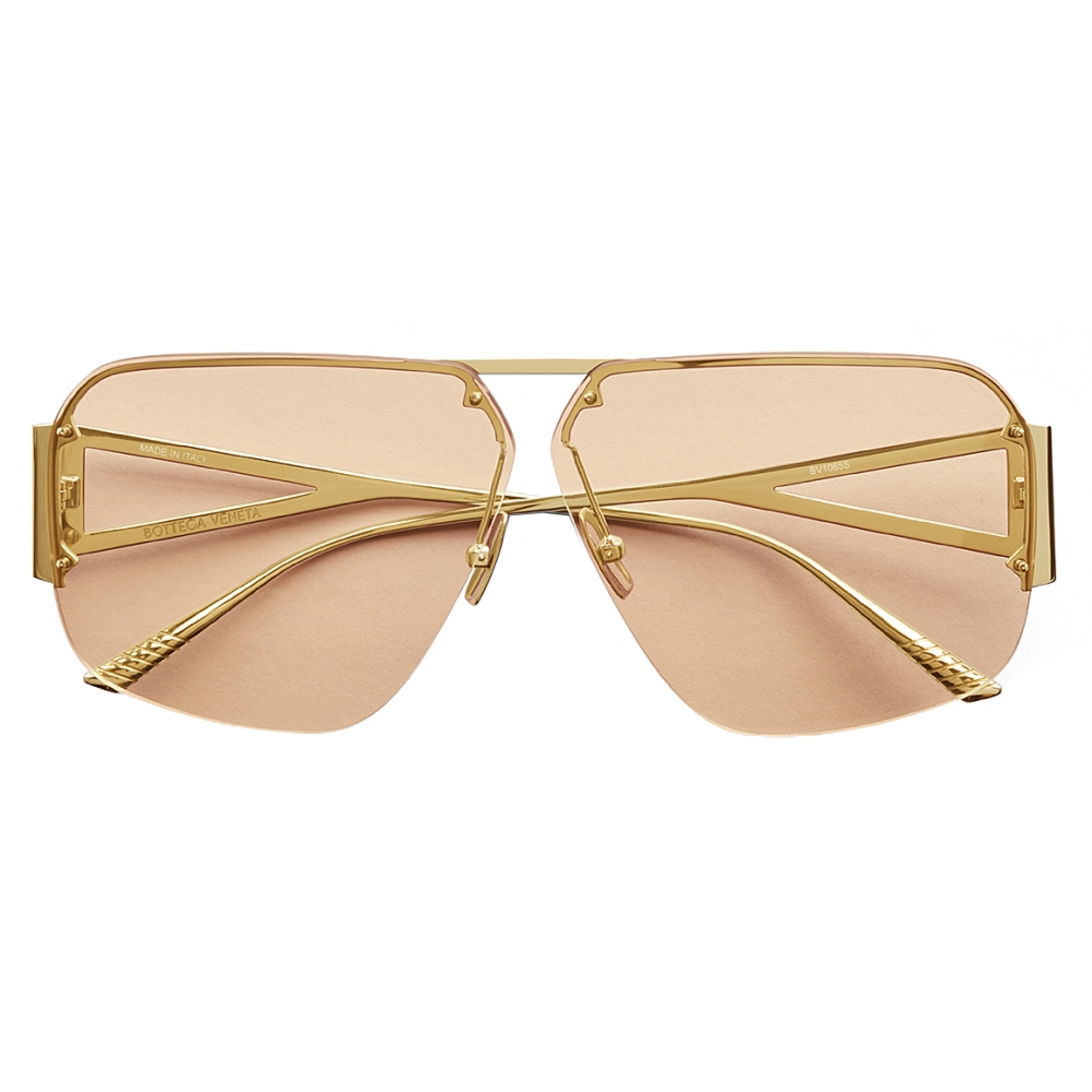 Bottega Veneta: Gold Aviator Sunglasses