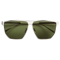Bottega Veneta - Occhiali da Sole Aviatore Geometrici - Argento Verde - Occhiali da Sole - Bottega Veneta Eyewear