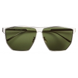 Bottega Veneta - Occhiali da Sole Aviatore Geometrici - Argento Verde - Occhiali da Sole - Bottega Veneta Eyewear
