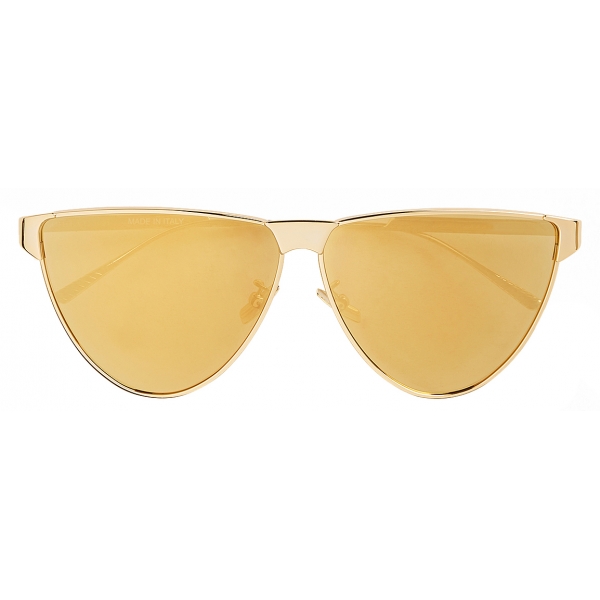 Bottega Veneta - Curved Aviator Sunglasses - Gold - Sunglasses - Bottega Veneta Eyewear