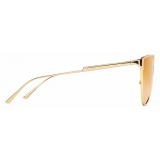 Bottega Veneta - Curved Aviator Sunglasses - Gold - Sunglasses - Bottega Veneta Eyewear