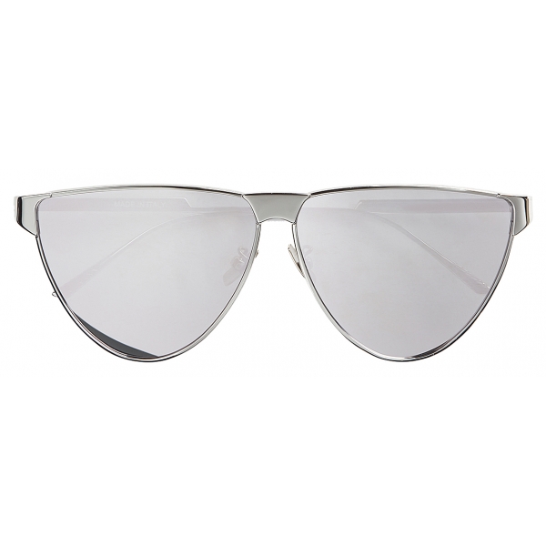 Bottega Veneta - Curved Aviator Sunglasses - Silver - Sunglasses - Bottega Veneta Eyewear