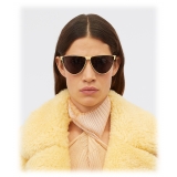 Bottega Veneta - Curved Aviator Sunglasses - Gold Gray - Sunglasses - Bottega Veneta Eyewear