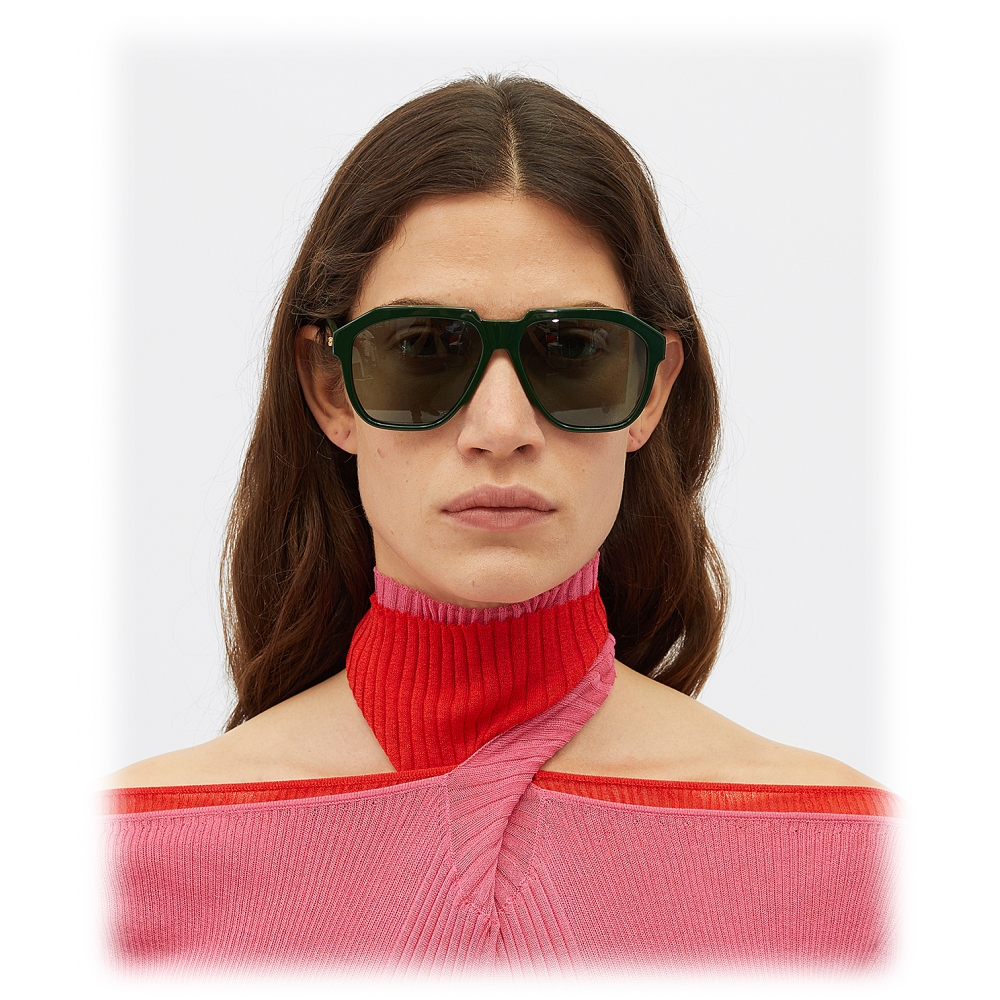 Bottega Veneta - Flat-top Sunglasses - Green - Sunglasses - Bottega Veneta  Eyewear - Avvenice