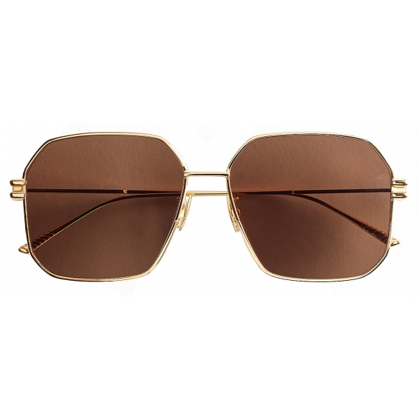 Bottega Veneta - Angular Frame Sunglasses - Gold Brown - Sunglasses - Bottega Veneta Eyewear