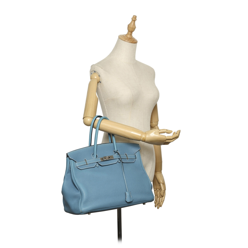 Hermès Vintage - Evercolor Birkin 35 - Blue - Leather Handbag - Avvenice