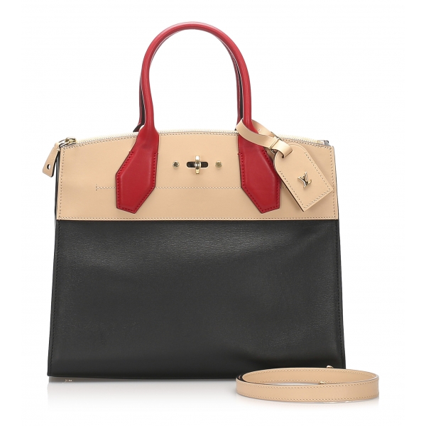 Louis Vuitton Black & Galet Calfskin City Steamer mm - Handbag | Pre-owned & Certified | used Second Hand | Unisex