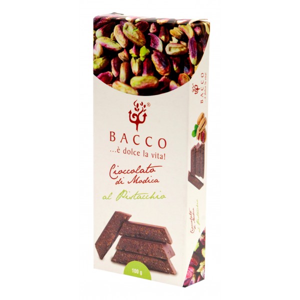Bacco - Tipicità al Pistacchio - Cioccolato di Modica al Pistacchio - Cioccolato Artigianale - 100 g