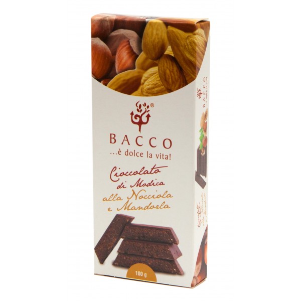 Bacco - Tipicità al Pistacchio - Cioccolato di Modica alla Nocciola e Mandorla - Cioccolato Artigianale - 100 g
