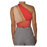 Elisabetta Franchi - One-Shoulder Body - Orange - Top - Made in Italy - Luxury Exclusive Collection