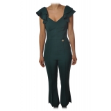 Elisabetta Franchi - Jumpsuit with Ruffles - Teal - Dress - Made in Italy - Luxury Exclusive Collection