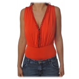 Elisabetta Franchi - Body with Chain Detail - Orange - Top - Made in Italy - Luxury Exclusive Collection