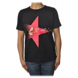 Elisabetta Franchi - T-Shirt with Contrasting Color Print - Black - T-Shirt - Made in Italy - Luxury Exclusive Collection