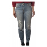 Elisabetta Franchi - Washed Denim Jeans - Light Denim - Trousers - Made in Italy - Luxury Exclusive Collection
