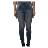 Elisabetta Franchi - Washed Denim Jeans - Blue Vintage - Trousers - Made in Italy - Luxury Exclusive Collection