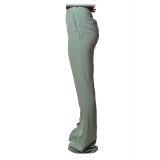 Elisabetta Franchi - High-Waisted Flare Trousers - Aquamarine - Trousers - Made in Italy - Luxury Exclusive Collection