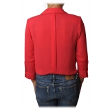 Elisabetta Franchi - Shirt with Wide V-Neckline - Red - Shirt - Made in Italy - Luxury Exclusive Collection