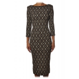 Elisabetta Franchi - Dress in Knitted Fabric Pattern - Black - Dress - Made in Italy - Luxury Exclusive Collection