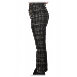 Elisabetta Franchi - Pantalone Fantasia a Quadri - Nero - Pantaloni - Made in Italy - Luxury Exclusive Collection