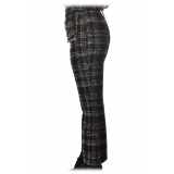 Elisabetta Franchi - Trousers in Checked Pattern - Black - Trousers - Made in Italy - Luxury Exclusive Collection