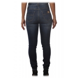 Elisabetta Franchi - Tapered Leg Jeans - Blue Vintage - Trousers - Made in Italy - Luxury Exclusive Collection